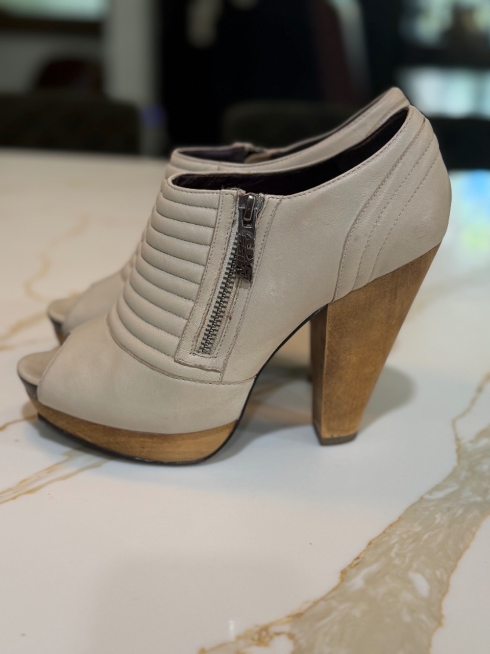 Off-White Leather Open Toe Shoe Boots